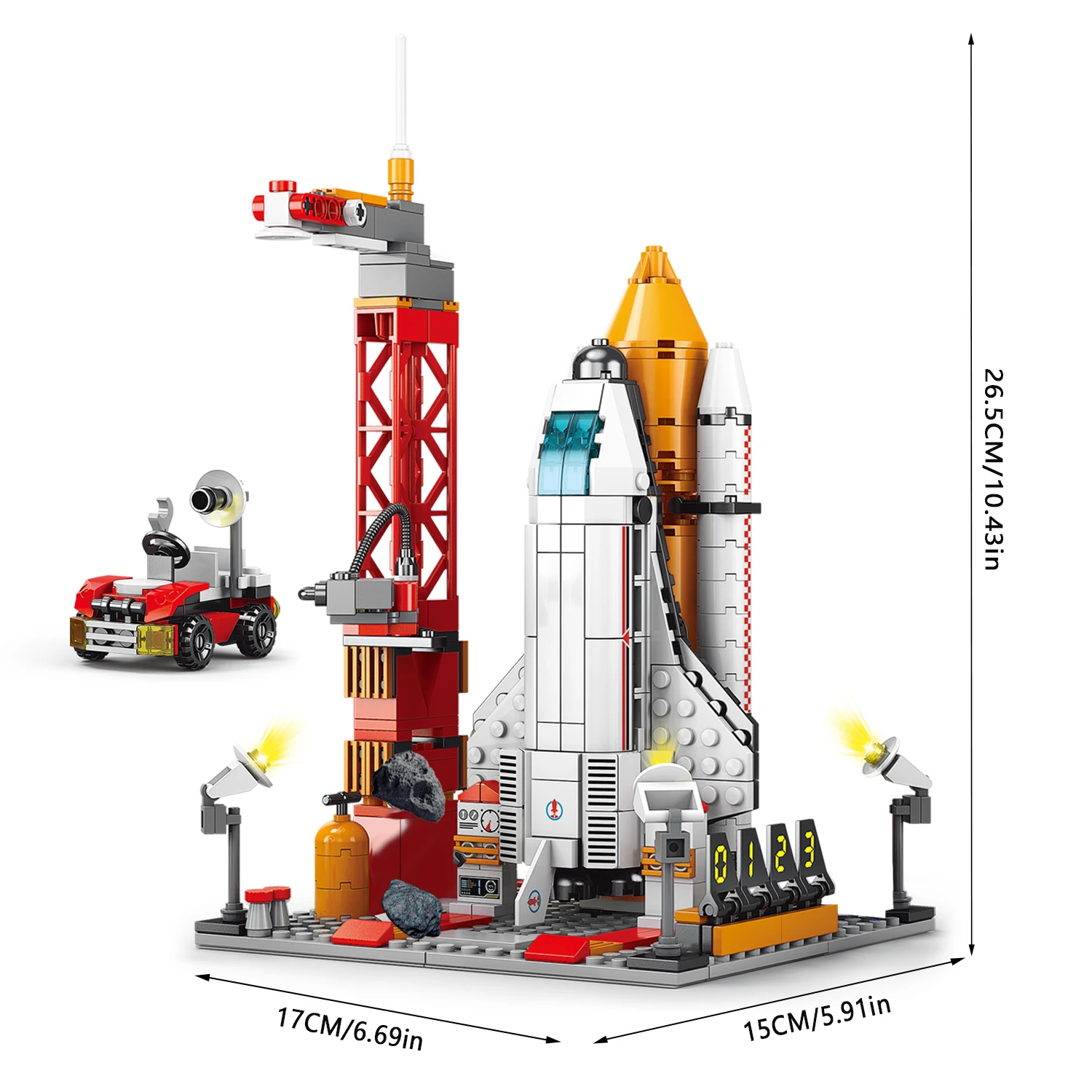 スペースシャトルロケット発射センタービルディングブロック、おもちゃの並べ替えと積み重ね、創造的な遊び、宇宙探検