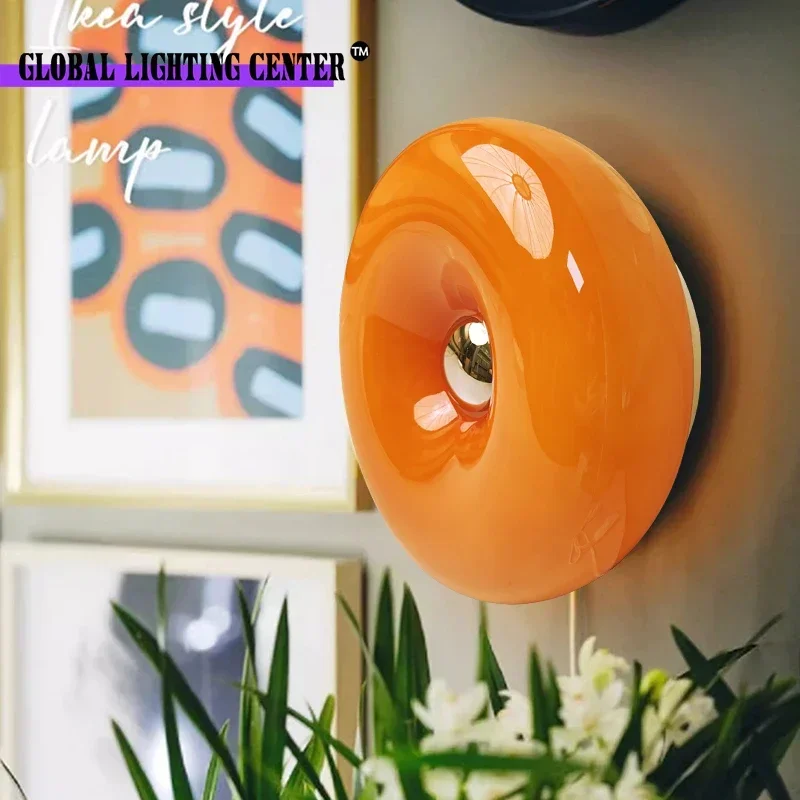 Imagem -03 - Donut Lâmpada Led Lâmpada de Parede Vidro Aconchegante Quarto Iluminação Cabeceira Atmosfera Lâmpadas Sala Estar Decoração Fundo Luzes Parede