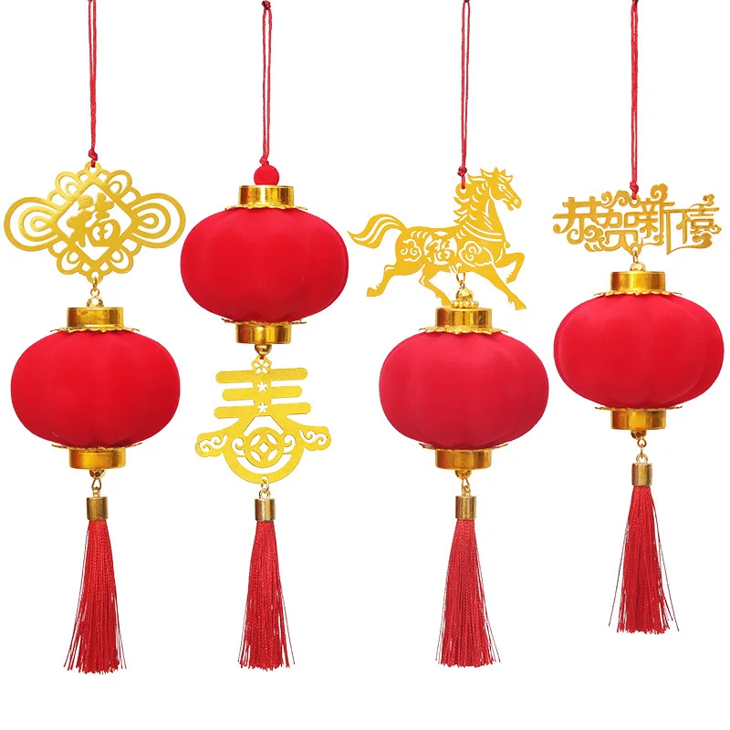 Chinese New Year Horse Year Lantern Ornaments Chinese-Style Entryway Decor Bonsai Flocked Ornaments Event & Annual Meeting Decor