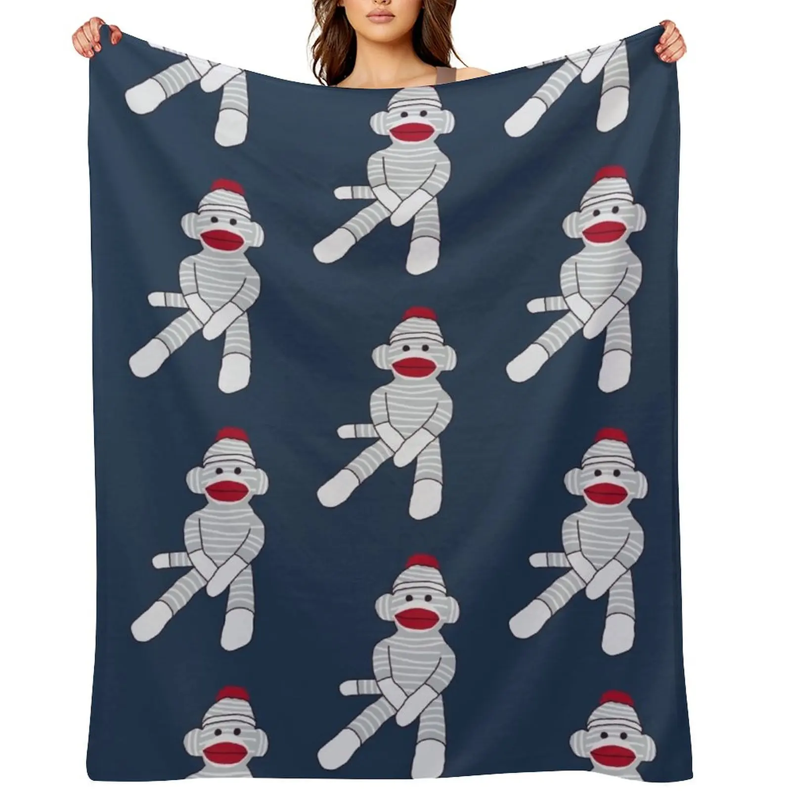 

March 7th Sock Monkey Day Throw Blanket Plaid Polar Thermals For Travel Moving Blankets