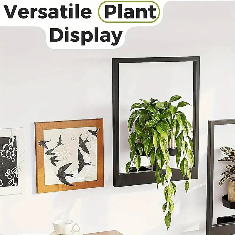 

1Pc Stylish Metal Plant Wall Frame Photo Frame Wall Mounted Planter Window Plants Holder for Home Decor