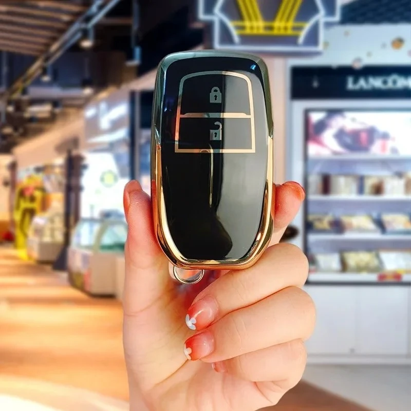 TPU Gold Edge Key Case Cover for Toyota Chr Rav4 Auris Avensis Prius Aygo Camry Corolla Land Cruiser 200 Prado Crown Shell Fob