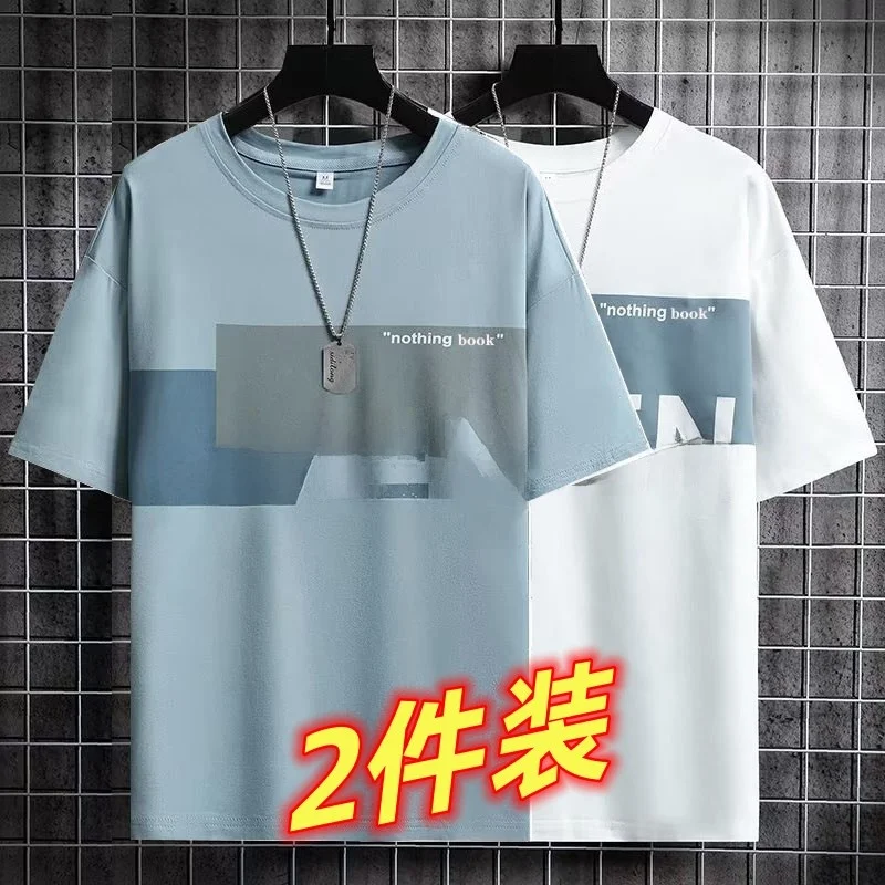 تي شيرت فضفاض بأكمام قصيرة للرجال، تصميم صيفي جديد متعدد الاستخدامات بنصف كم مطبوع، ماركة عصرية، قمة أنيقة للشباب #2