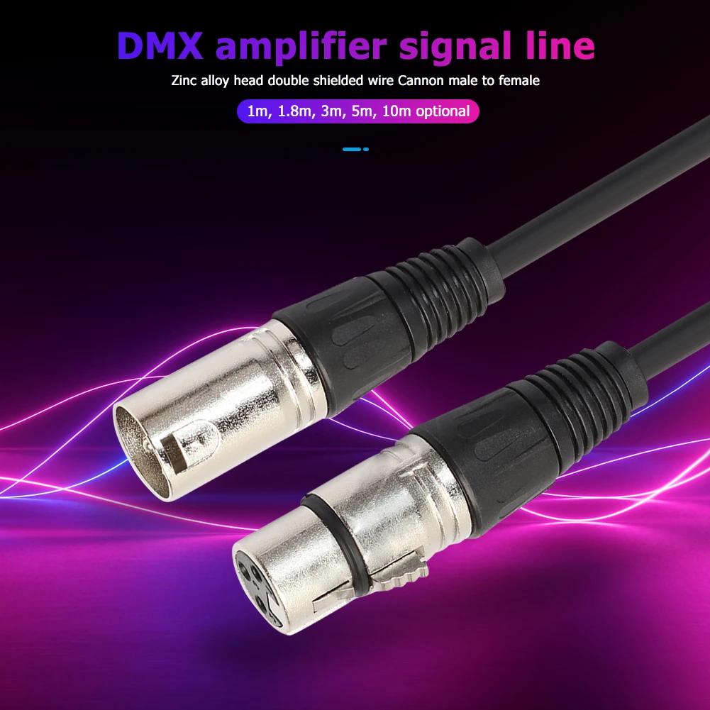 Cable de señal DMX XLR macho a XLR hembra Cable de Audio 3 pines XLR macho a hembra Cable de micrófono para luz Par LED lámpara de haz de cabeza móvil