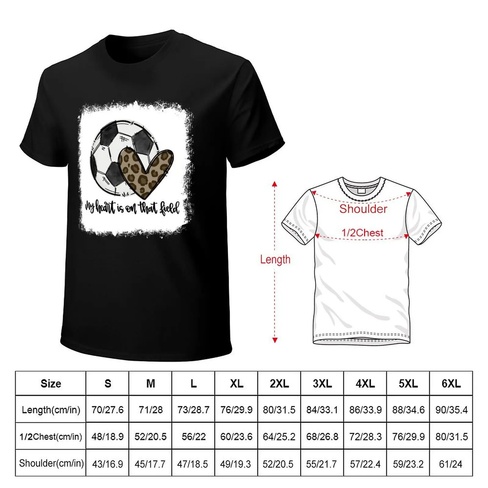 Bleached My Heart Is On That Field Soccer Mom Leopard T-Shirt Plus Size Solid Color T-Shirt