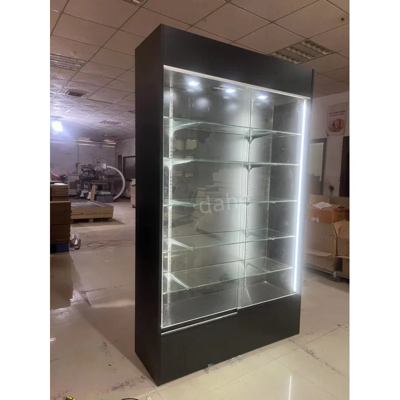 custom.Custom Wall Display Cabinet with Led Lighting Lockable Wooden Display Glass Show Cases for Retail Store