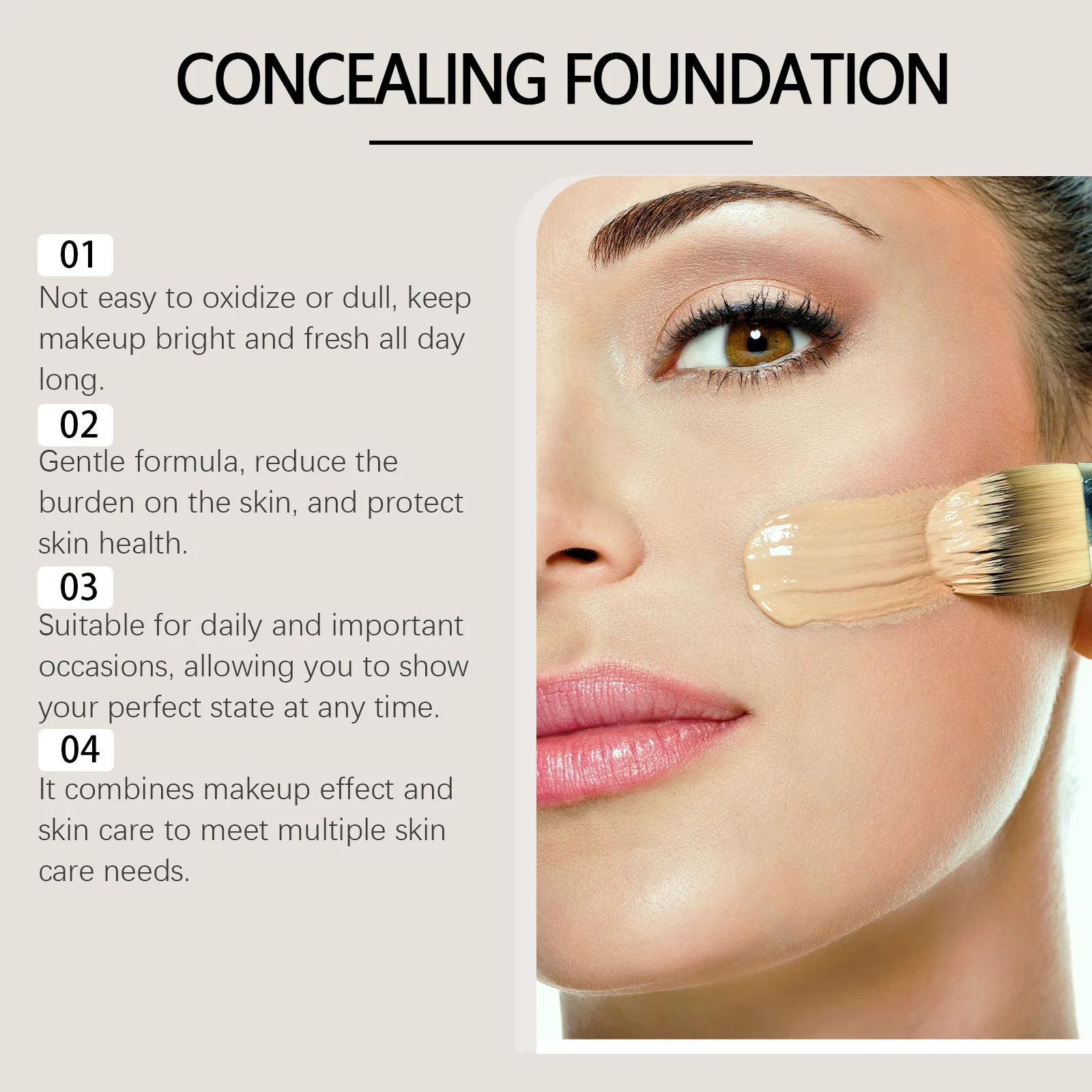 Concealer Foundation Moisturizing Lightweight Long-lasting Refreshing Hydrating Skincare Hide Pores Foundation Makeup All Day