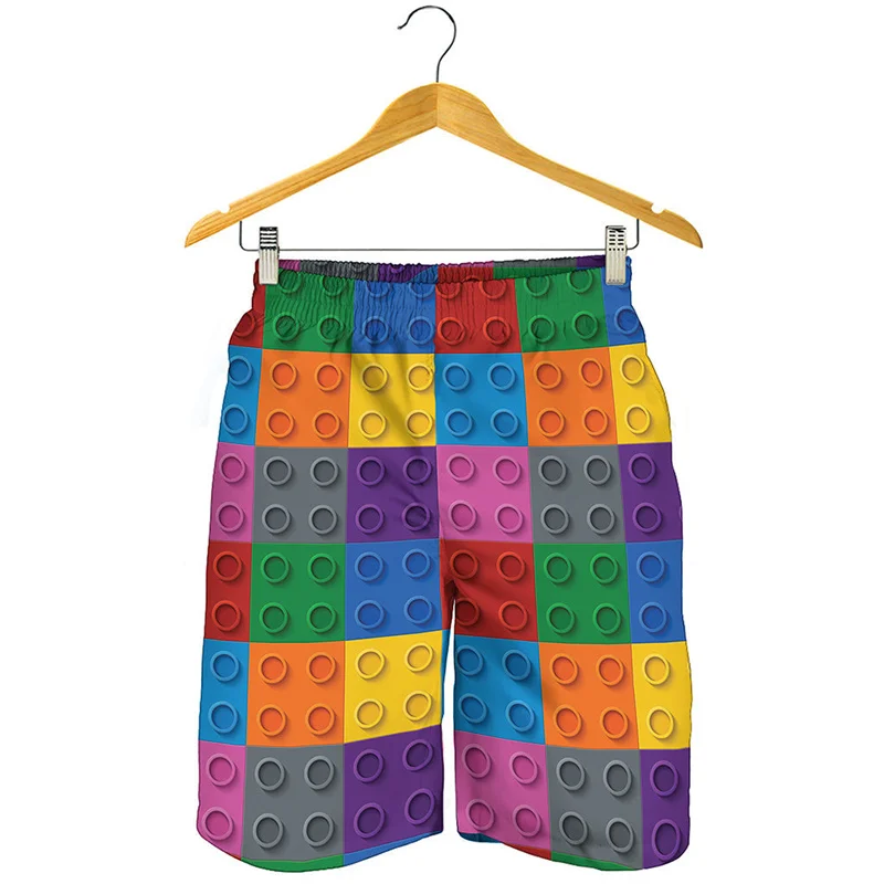 Creative Building Blocks 3d Printed Short Pants For Men Kids Fashion Summer Beach Shorts Cool Surf Board Shorts Swim Trunks