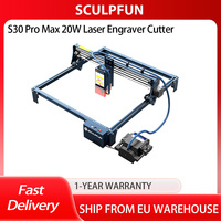 SCULPFUN S30 Pro Max 20W Laser Engraver Cutter, Replaceable Protective Lens, Automatic Air-assist, 0.08x0.1mm Laser Focus 32-bit
