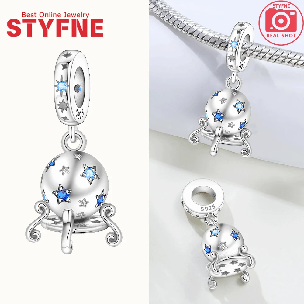 Silver-Plated Star Snowflake Dangle Charms Beads for Bracelets
