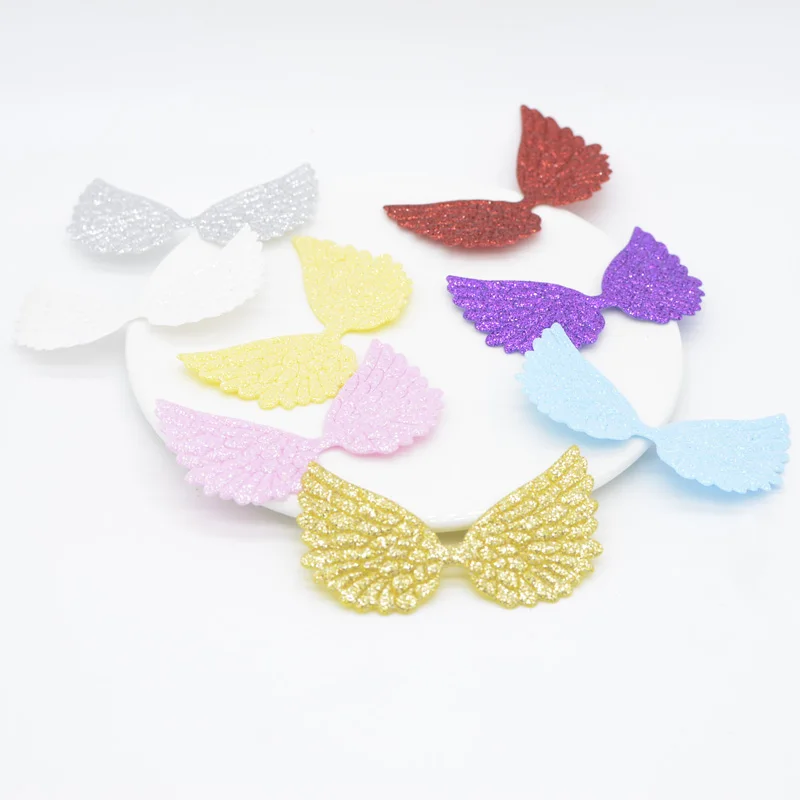 20Pcs Shiny Angel Wing Patches Glitter Fabric Fairy Wing Crafts Appliques Diy Girl Wing Decorative Supplies