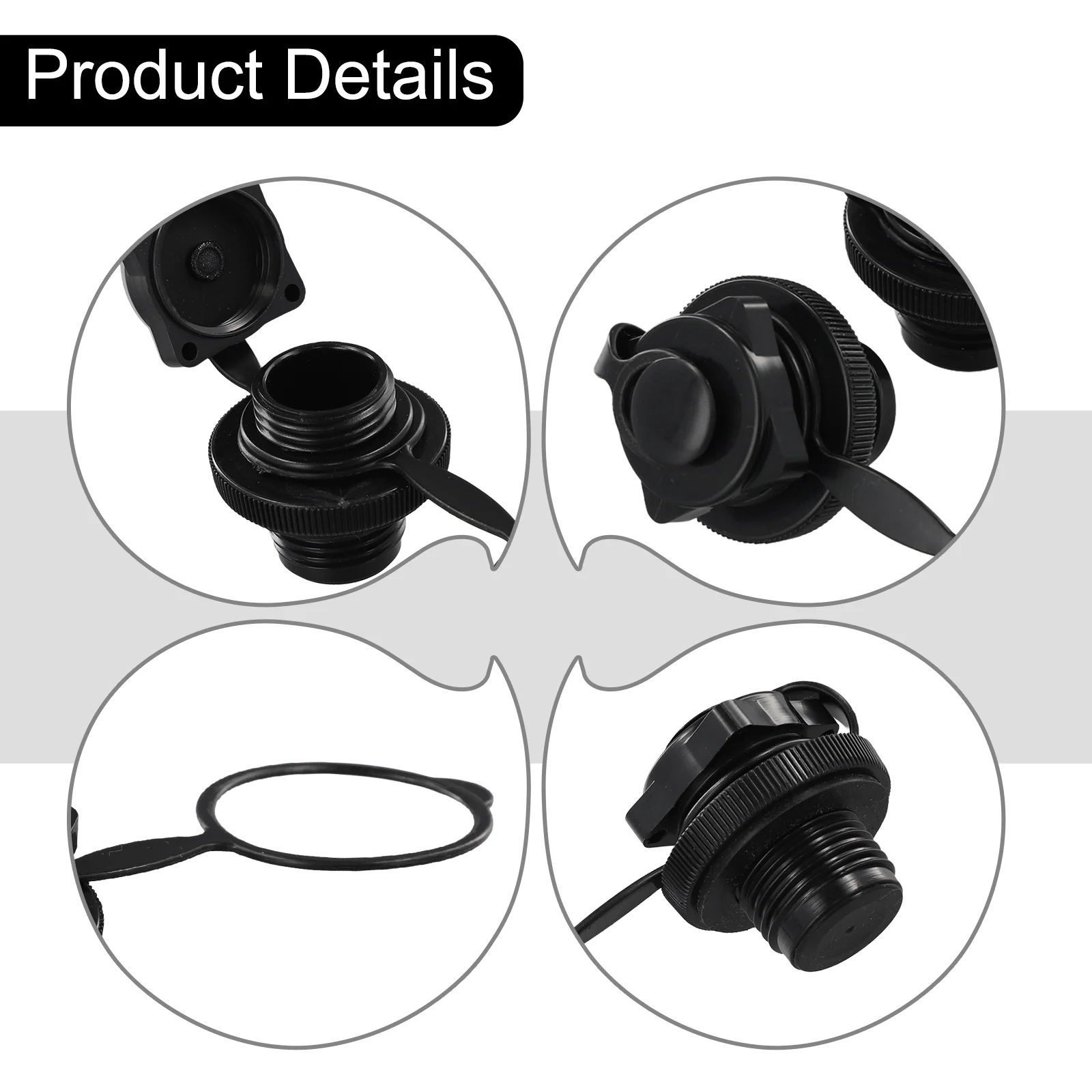 For Inflatable Boat Air Valve Nozzle Cap with Screw Thread Adapter for Kayak Raft and Airbed to Prevent Air Leakage