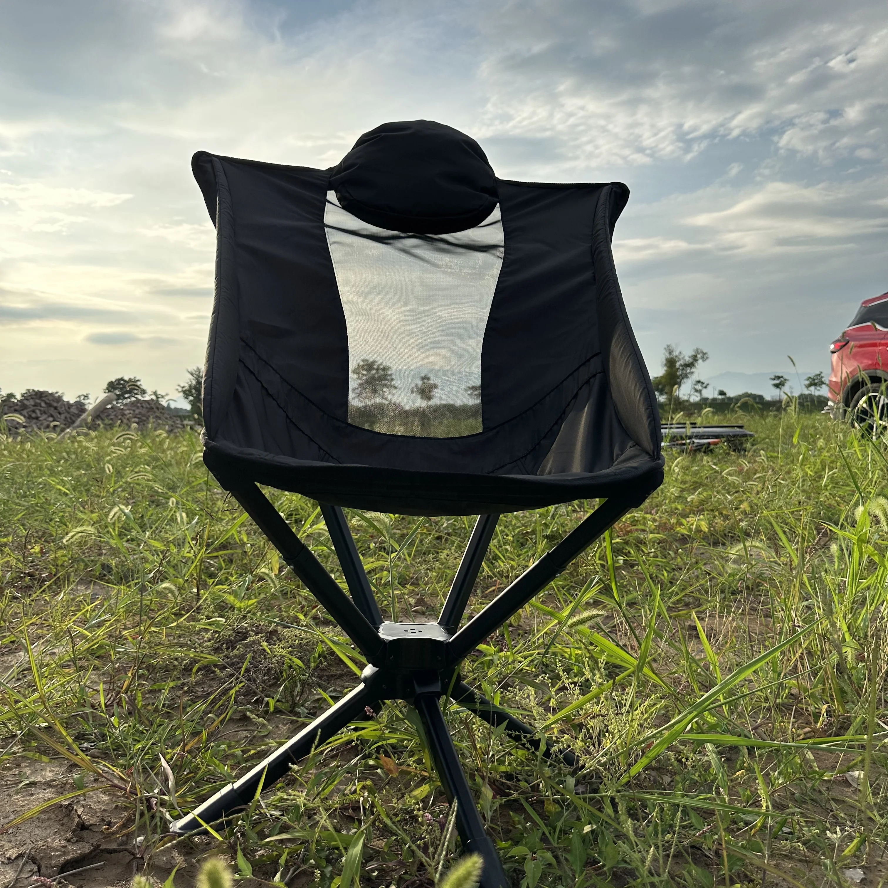 Modern Aluminum Mesh Swivel Chair Comfortable and Customizable for Bedrooms Outdoor Camping Factory's Rotating Turning Chair