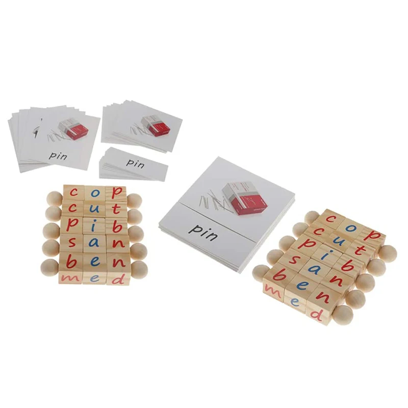 บล็อกไม้ตัวอักษรภาษาอังกฤษแบบมอนเตสซอรี่ ดีไซน์เฉพาะสำหรับเด็ก