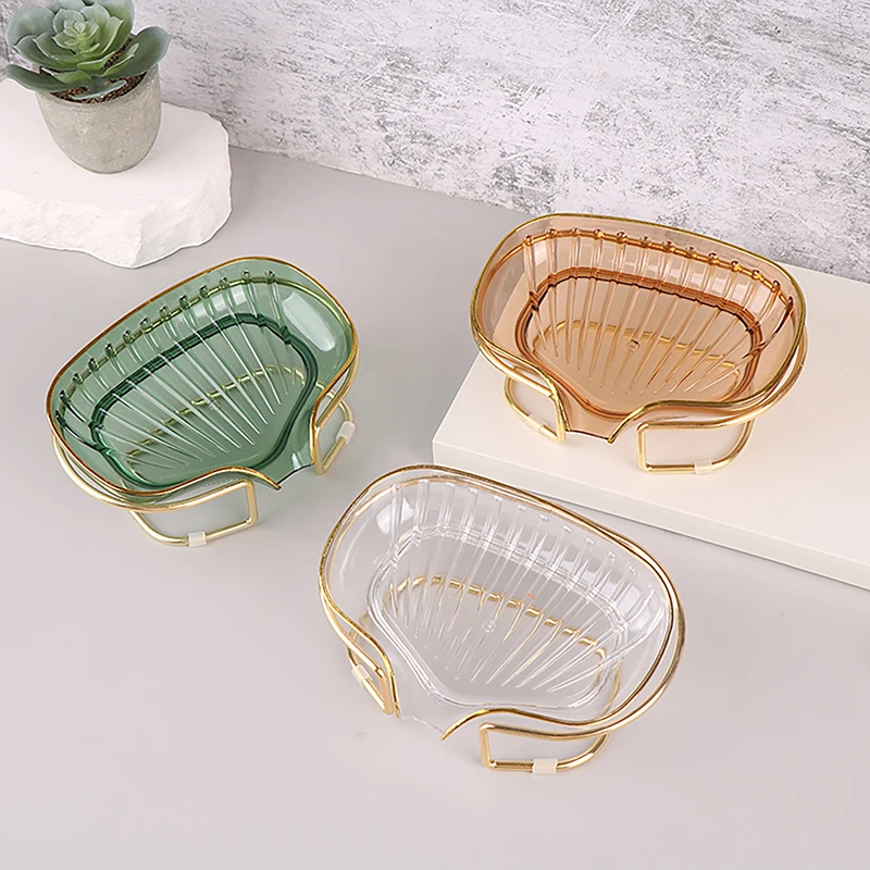 Bathroom Soap Dish Light Luxury Plastic Soap Case With Drain Holder Soap Storage Case Tray Container Bathroom Gadgets