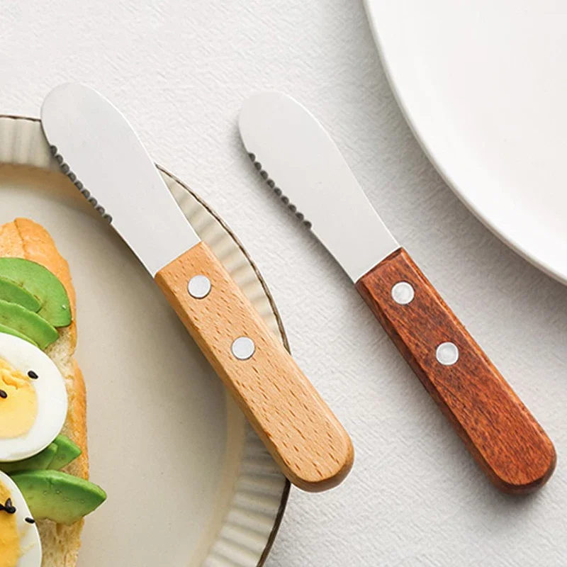3Pcs Butter Knife Kitchen Butter Spreader Sandwich Cream Jam Spreader Cheese Knife Small Wood Table Knives Kid Cutlery Tableware