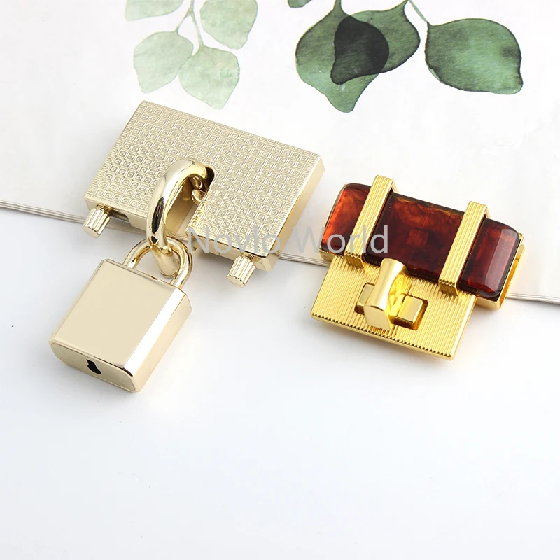 2-10Sets Light Gold,Satin Gold,K Gold Locks Metal Clasps Buckles Assembly DIY Handbag Wallet Closure Bags Hardware Accessories