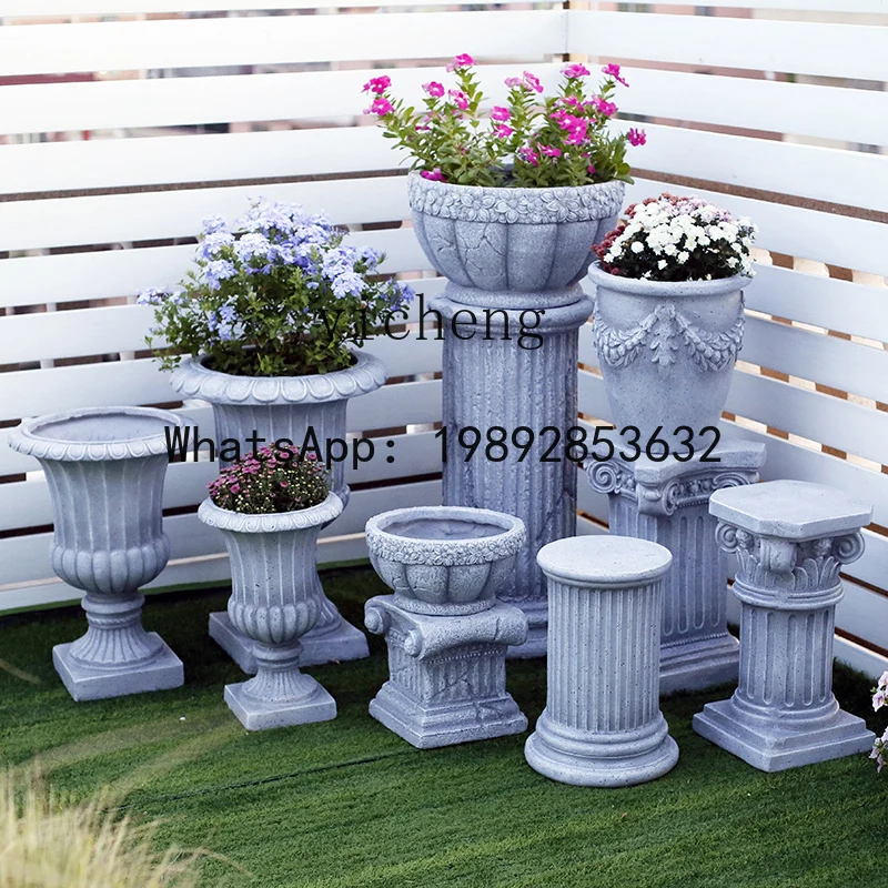 X1  European garden Roman column courtyard flower pot base balcony terrace decoration outdoor pillar ornament