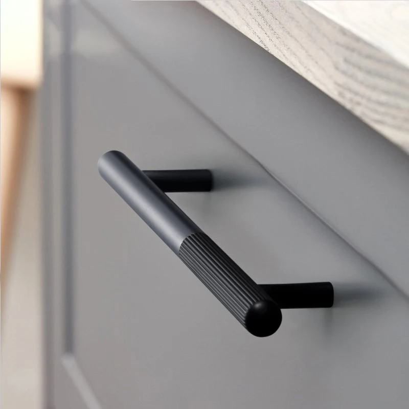 

Aluminum Alloy Brown Handle Wardrobe Kitchen Cabinet Drawer Grey Solid Handle Matte non-slip Furniture Handle Hardware