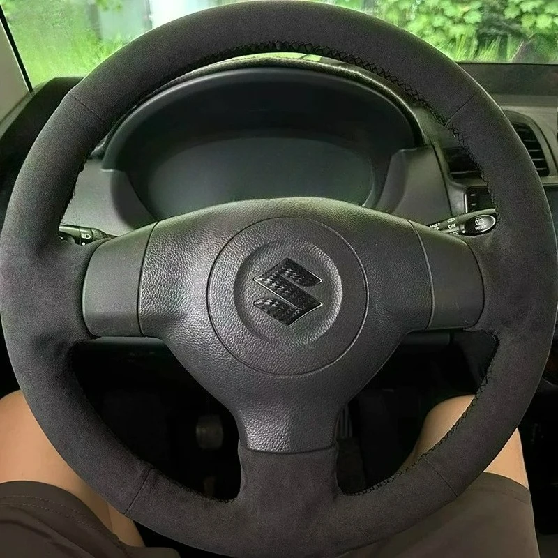 

Для Suzuki SX4 Alto Old Swift Opel Agila, сшитый вручную, нескользящий, износостойкий, черный, замшевый, чехол на руль автомобиля