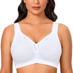 Draad Gratis Plus Size Wirefree Katoen Beha Vrouwen Soft Cup Slapen Ondergoed Minimizer Bh Volledige Dekking C D E F G H I