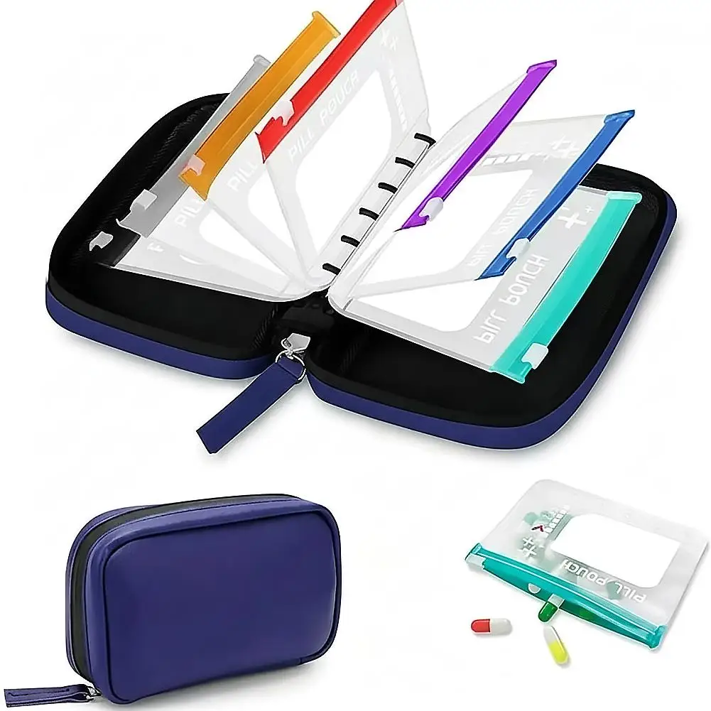 Pillenorganizer-Etui Wasserdichte Pillentaschen, Farbcodiertes Wiederverwendbares Reise-Pillenaufbewahrungssystem Wöchentlicher Medikamentenorganizer – Detail 2