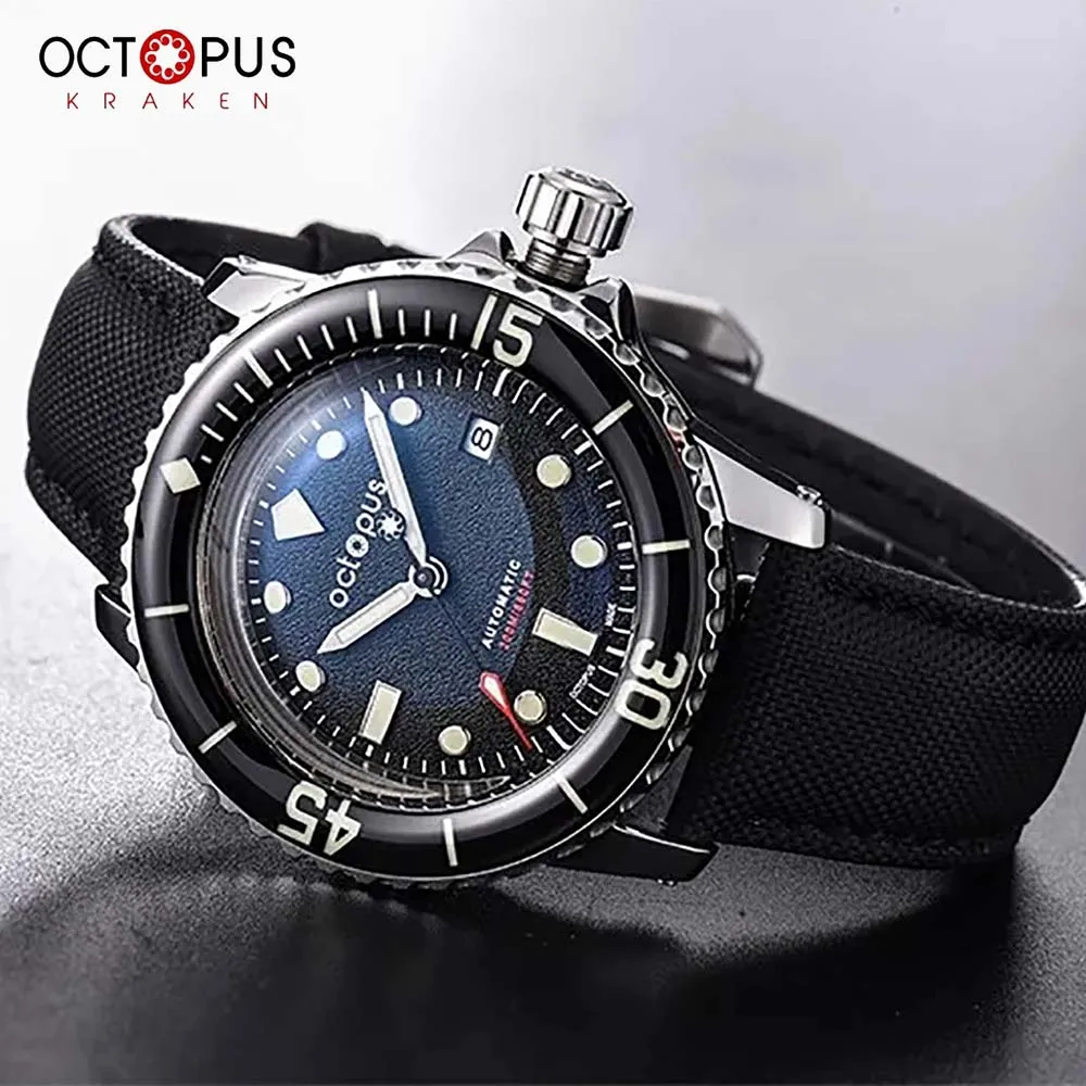 Octopus Kraken 2024 Fashion Men\'s Automatic Mechanical Watch NH35 Sail Canvas Stainless steel Sapphire Luminous reloj hombre