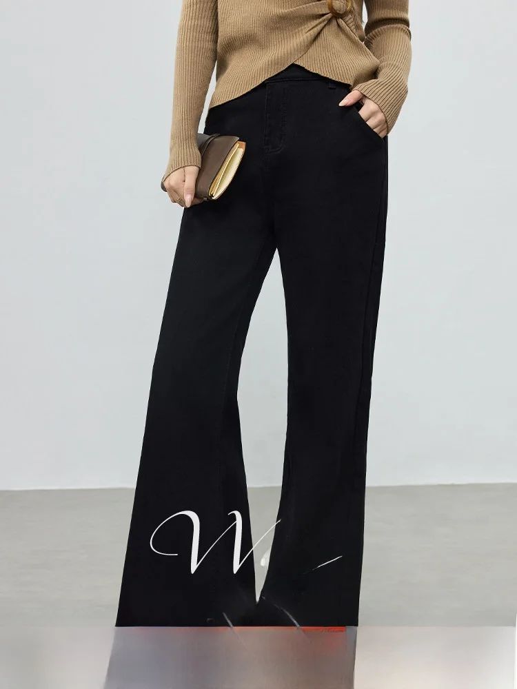 

plus Size Flared Jeans Women's Thickened Fleece High Waist Straight Leg Pants Casual Style Winter Season Wide Leg Trousers