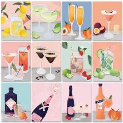 GATYZTORY Acrylic Painting By Numbers Handicrafts Drink Glass Pictures Coloring For Adults Artwork Unique Gift Fresh Style Pink