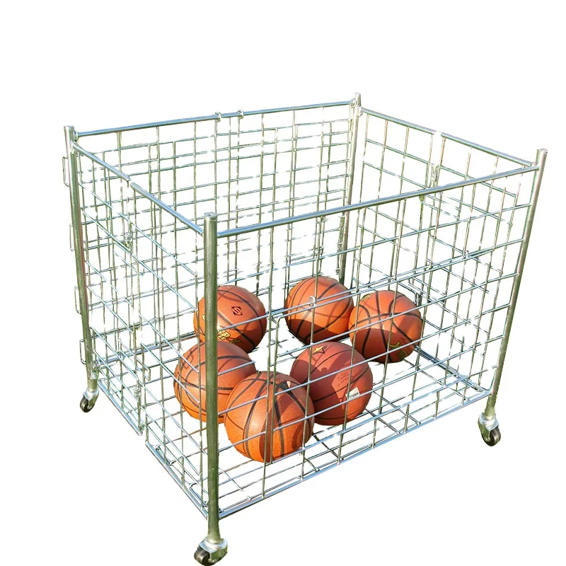 Ball Storage Cart With Wheels Metal Ball Cage Ball Holder Basketball Storage Bin