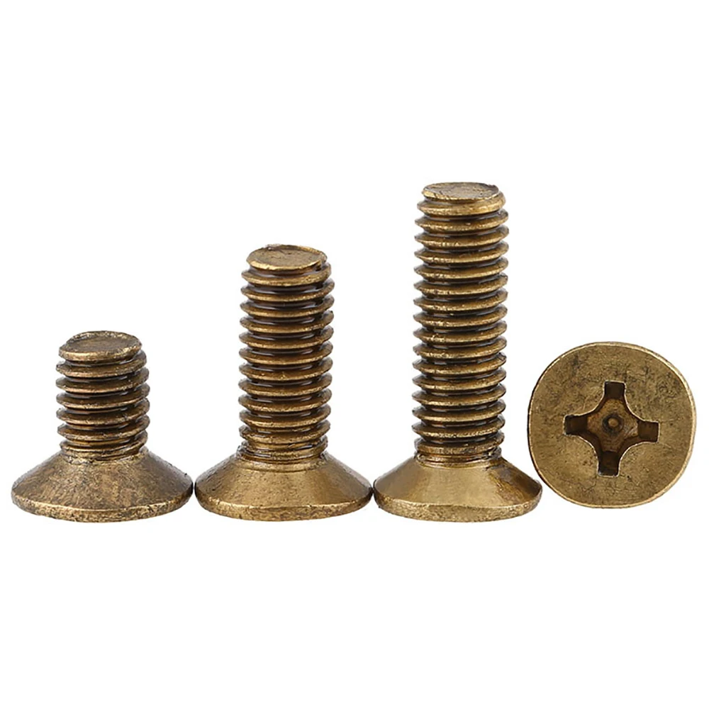 GB819 M8xP1.25 Brass Cross Recessed Countersunk Head Phillips Copper Screws Coarse Thread DIN965