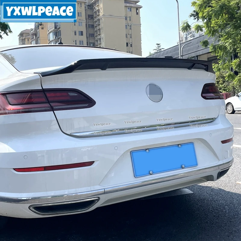 

For Volkswagen Arteon CC Spoiler 2019-2022 ABS Plastic Glossy Black and Carbon Look Rear Trunk Lip Spoiler Body Kit Accessories