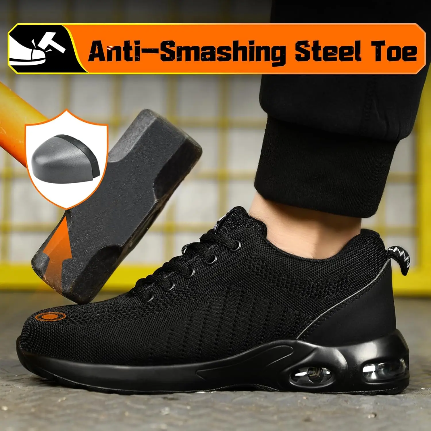 Fashion Air Cushion Work Shoes Lightweight Breathable Safety Shoes Women Steel Toe Anti-Impact And Anti-Piercing Work Shoes