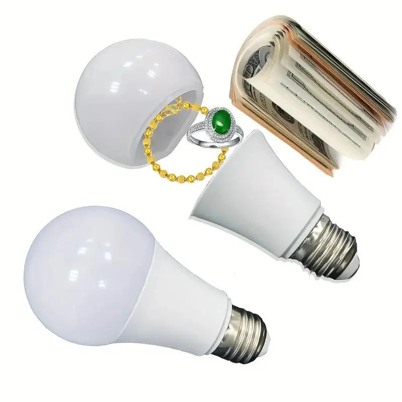 Disguised Storage Light Bulb Storage Box Hidden Money Box Medicine Box Safe for Hiding Money Jewelry and Small Items