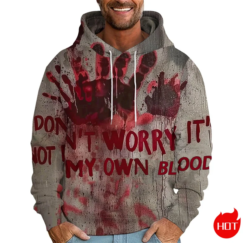 

Horror New 3D Red Bloody Patterns Printing Hoodies Fashion Halloween Graphic Hooded Sweatshirts Kid Cool Pullovers Mens Clothing