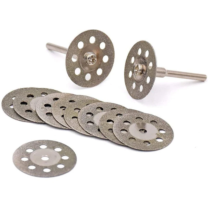 10Pcs เพชรตัดล้อ20Mm 22Mm 25Mm 30Mm 2 Mandrels สำหรับเครื่องมือโรตารี่ Dremel mini ตัดเพชร DIY เครื่องมือ