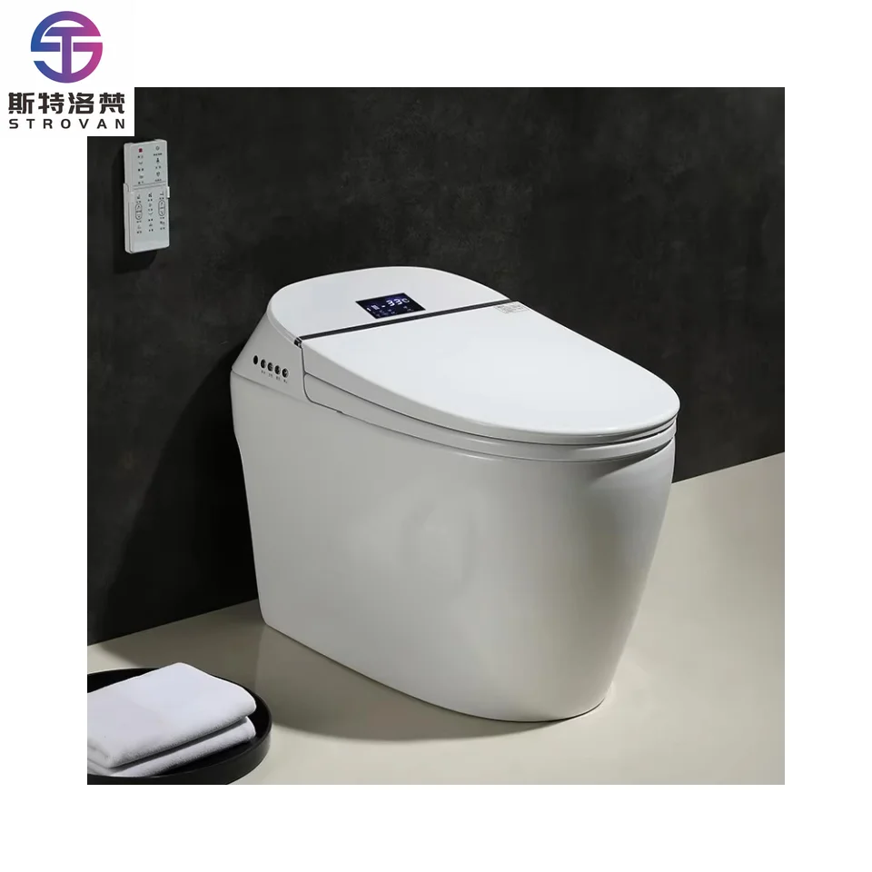 Zxhk banheiro cerâmica uma peça closestool inteligente vaso sanitário montado no chão bidé elétrico cerâmica tampa automática vaso sanitário inteligente bo