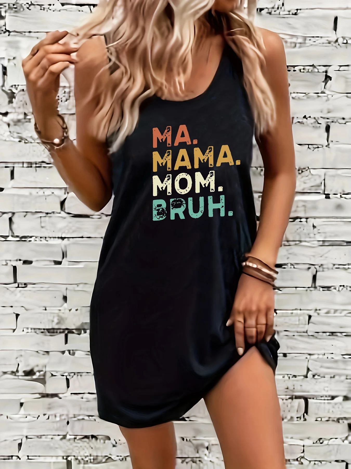 Robe débardeur sans manches pour femmes, sexy, ample, courte, mini robe avec imprimé noir, t-shirts, vêtements Y2k, été