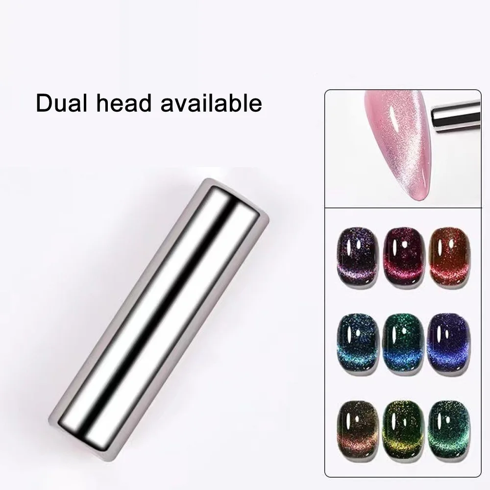 3pcs Cylindrical Nail Cat Eye Magnet Handle Magnetic Stick Nails Gel Polish Line Effect Double Cat Magnet Pen DIY Nail Art Tools