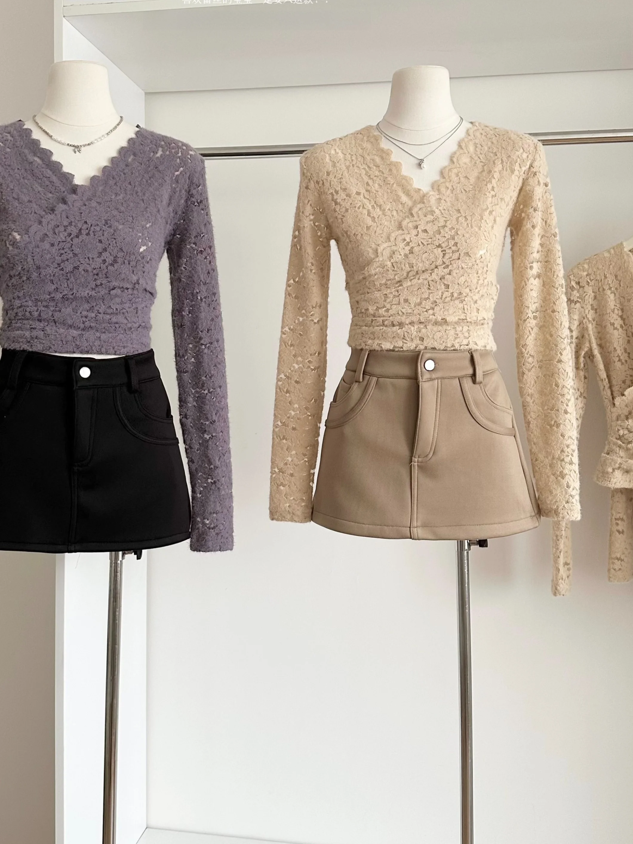 

Ele V-ne 3D кружевной вязаный топ, женский повседневный базовый слой для похудения, осенний универсальный удобный полиэфирное волокно