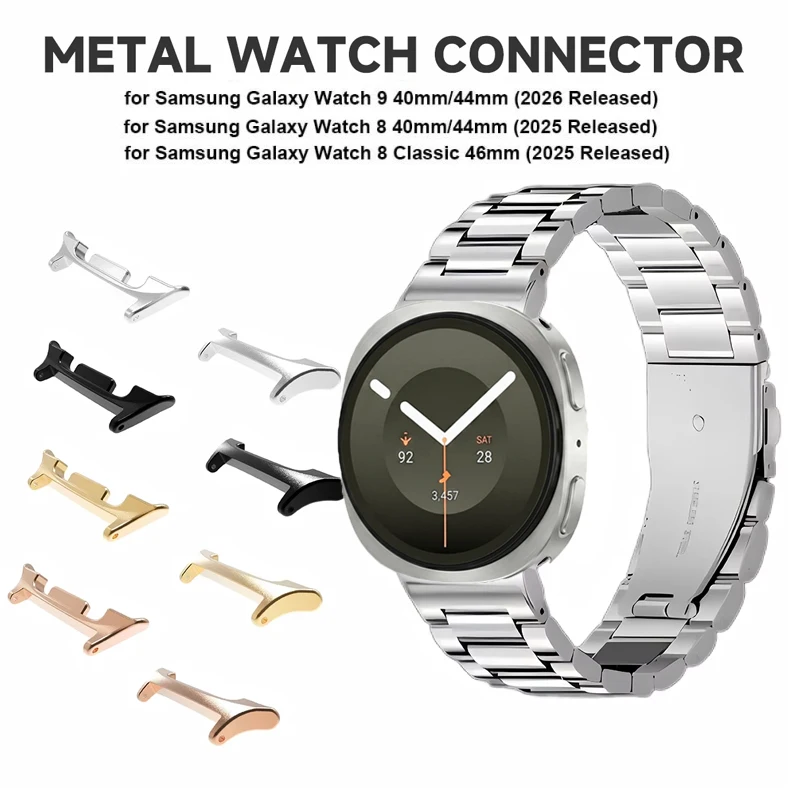 Watch Adapter for Samsung Galaxy Watch 9/8 40mm 44mm Watchband Stainless Steel Connector Galaxy Watch 8 Classic 22mm Accessories