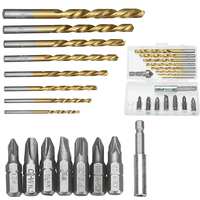 18PCS Drill Bit Set Phillips Pozidriv Slotted Bits HSS Twist Drill and Countersink Bit with 60mm Extension Rod with Plastic Stor