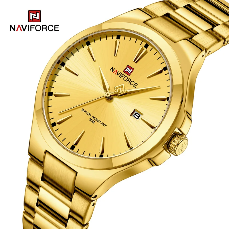 Naviforce novo simples casual masculino relógio de negócios pulseira aço inoxidável quartzo relógio de pulso masculino à prova dwaterproof água relogio masculino