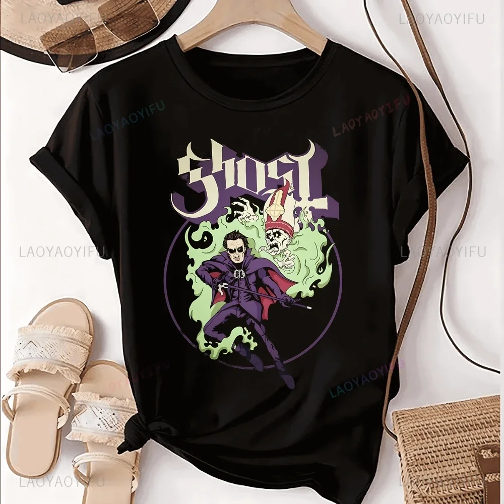 Streetwear Swedish Rock Band Ghost Band Printed T-shirt Top Ghost Band Trend Short Sleeve Unisex Shirt Graphic Oversized T-shirt