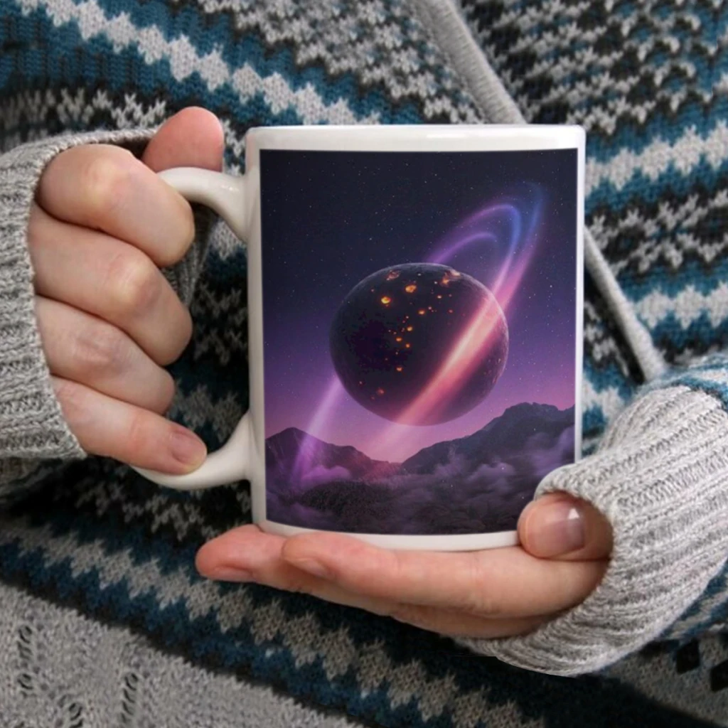 

Space-Landscape-11oz Funny Ceramic Coffee Mug Tea Milk Cup For Novetly Creativity Gift