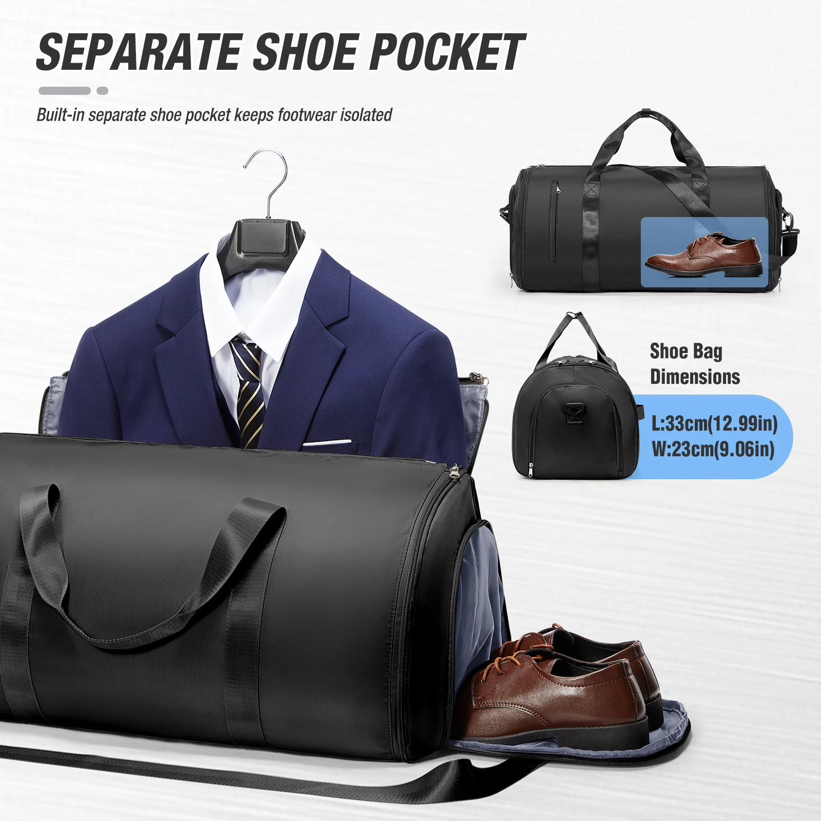 Tas Duffel Lipat Multifungsi untuk Perjalanan - 2-in-1 Organizer Jas Gantung & Tas Koper Jinjing untuk Perjalanan Bisnis