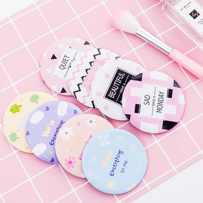 L171 mini espejo pequeño portátil anticaída de dibujos animados lindo espejo de maquillaje para niñas espejo de bolsillo para herramientas de belleza