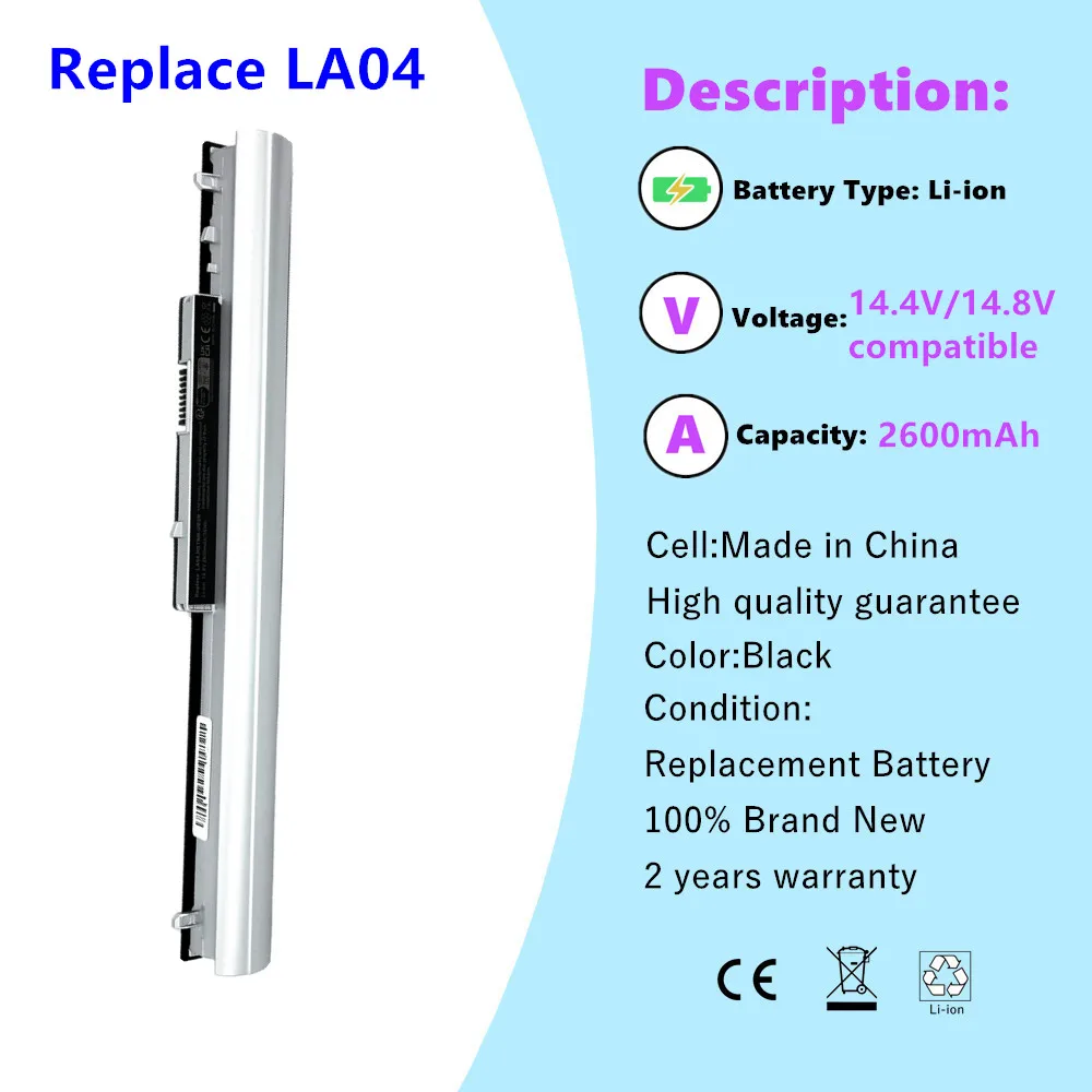 14.8V Laptop Battery For HP Pavilion 14 15 350 G1 Series LA04 HSTNN-UB5M HSTNN-UB5N HSTNN-Y5BV TPN-Q129 TPN-Q130 TPN-Q131