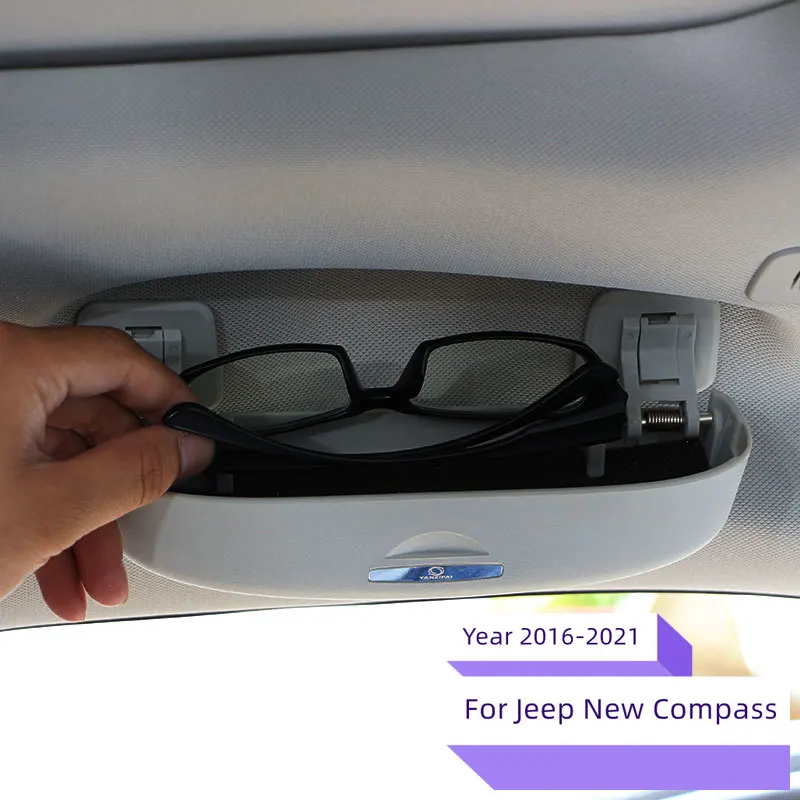 Car Glasses Holder Case for Jeep Compass 2th 2017 2018 2019 2020 2021 2022 2023 Gray Sunglasses Storage Box Accessories