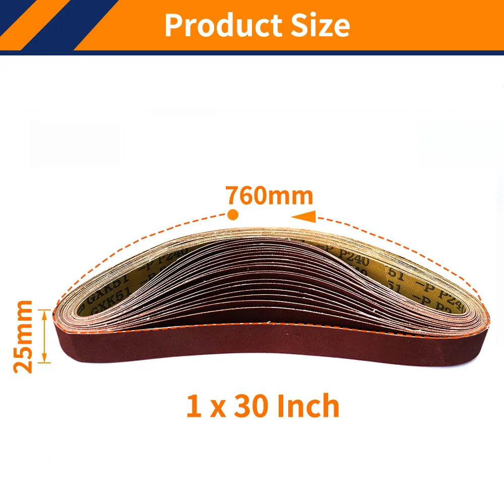 알루미늄 산화물 샌딩 벨트, 목공 금속 연마용 연마 벨트, 760x25mm, 1 인치 x 30 인치, 40-1000 그릿, 10 개